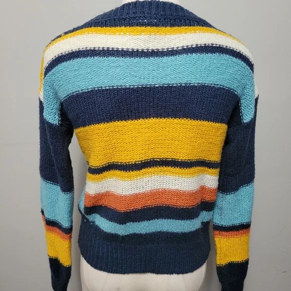 Tilly's Sky & Sparrow multicolored stripe cropped sweater size small - Picture 5 of 7